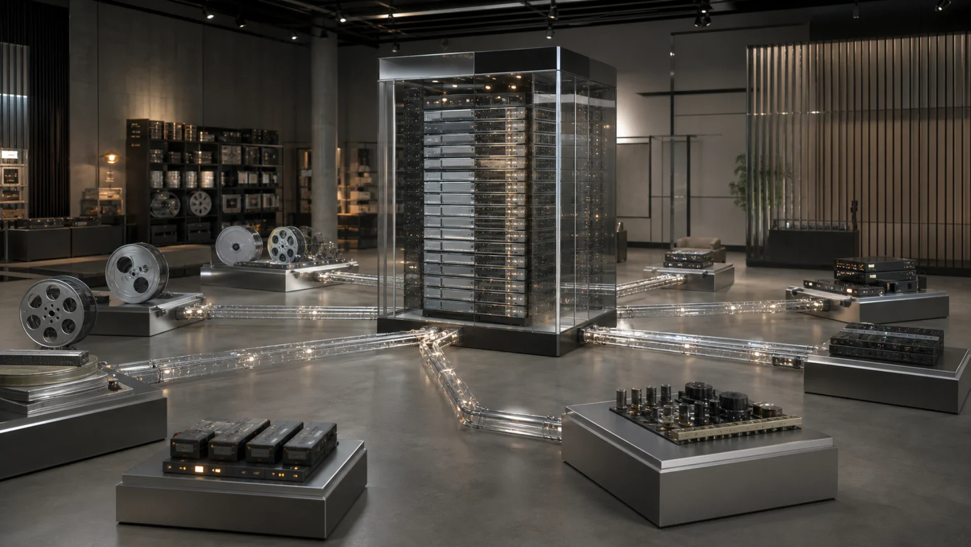 A governed media fabric connecting source assets, metadata, processing and distribution systems