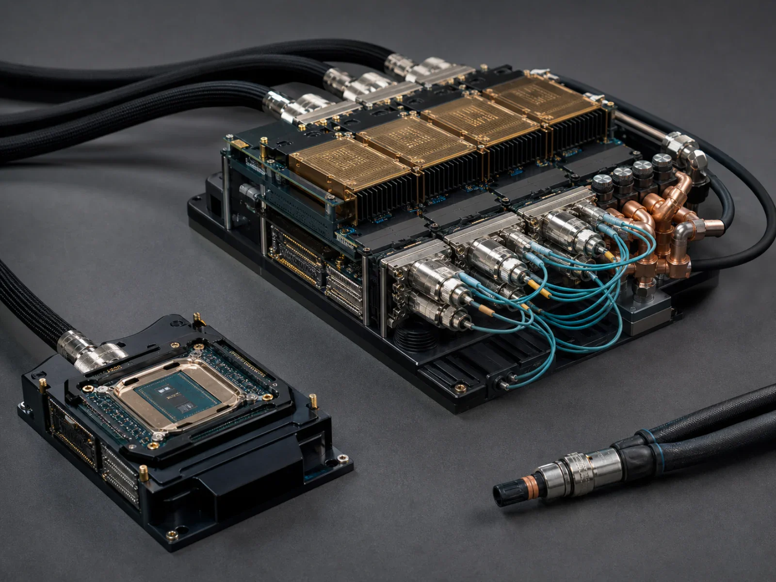 Modular accelerator and optical interconnect assembly representing an enterprise AI fabric