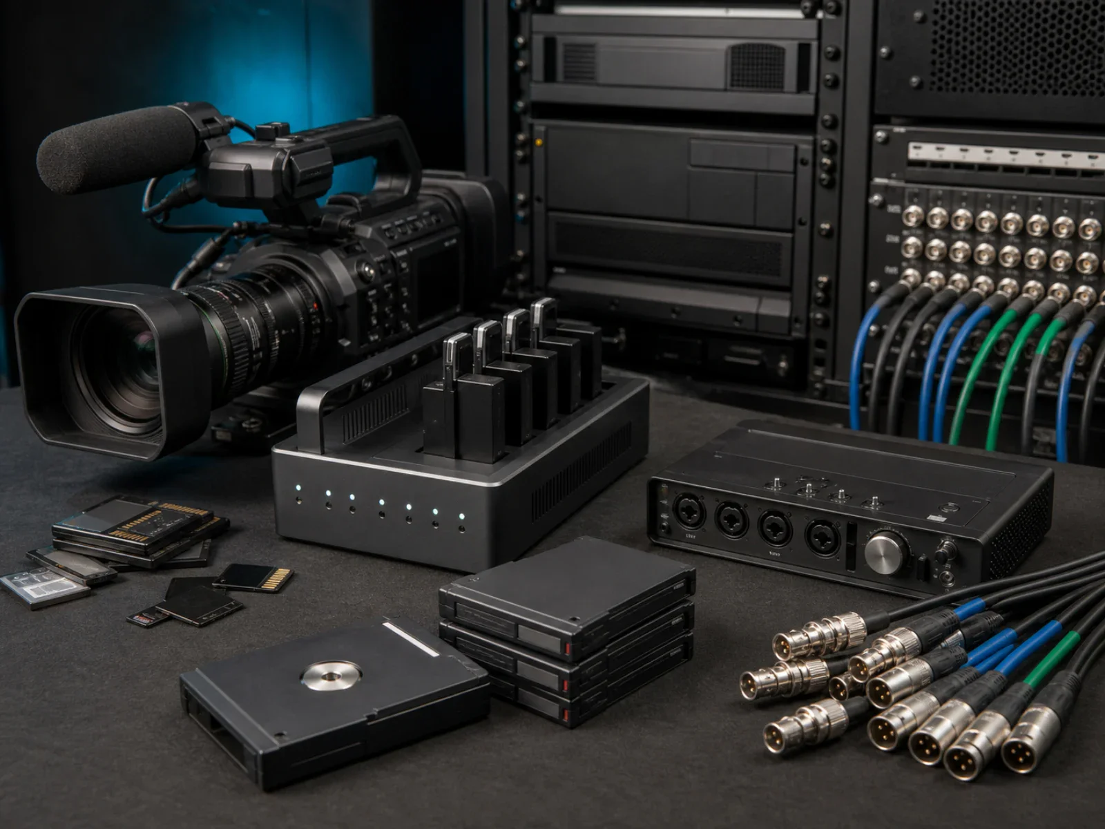 Broadcast media ingest and archive equipment in a secure production environment